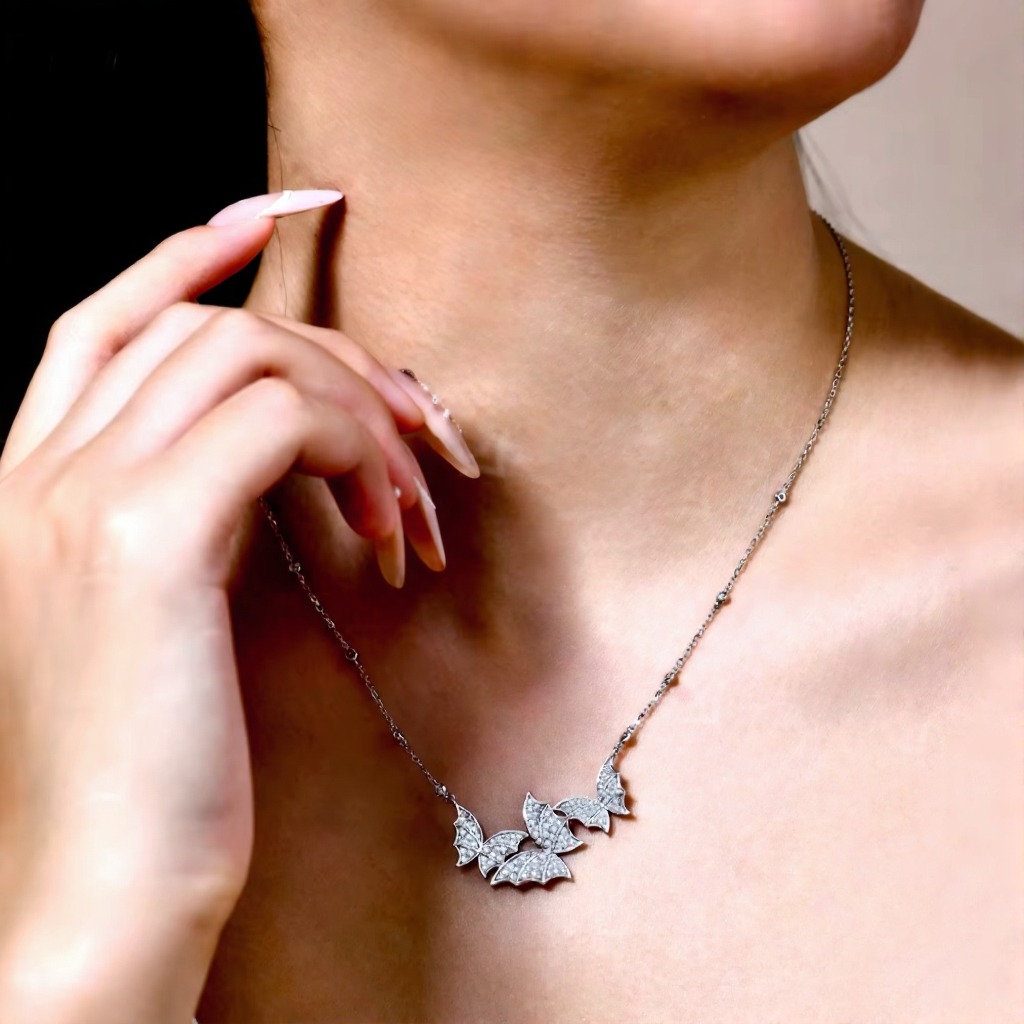 elegant butterfly moissanite necklace