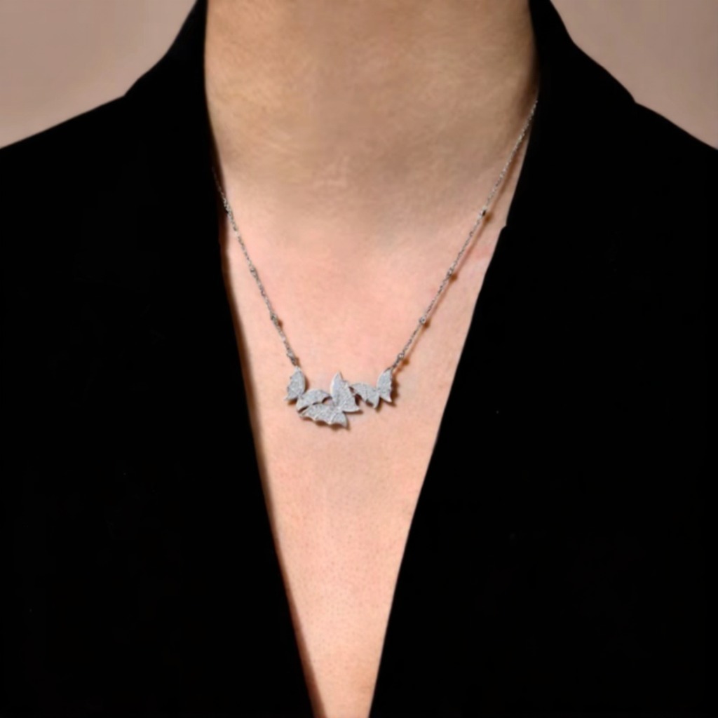 elegant butterfly moissanite necklace