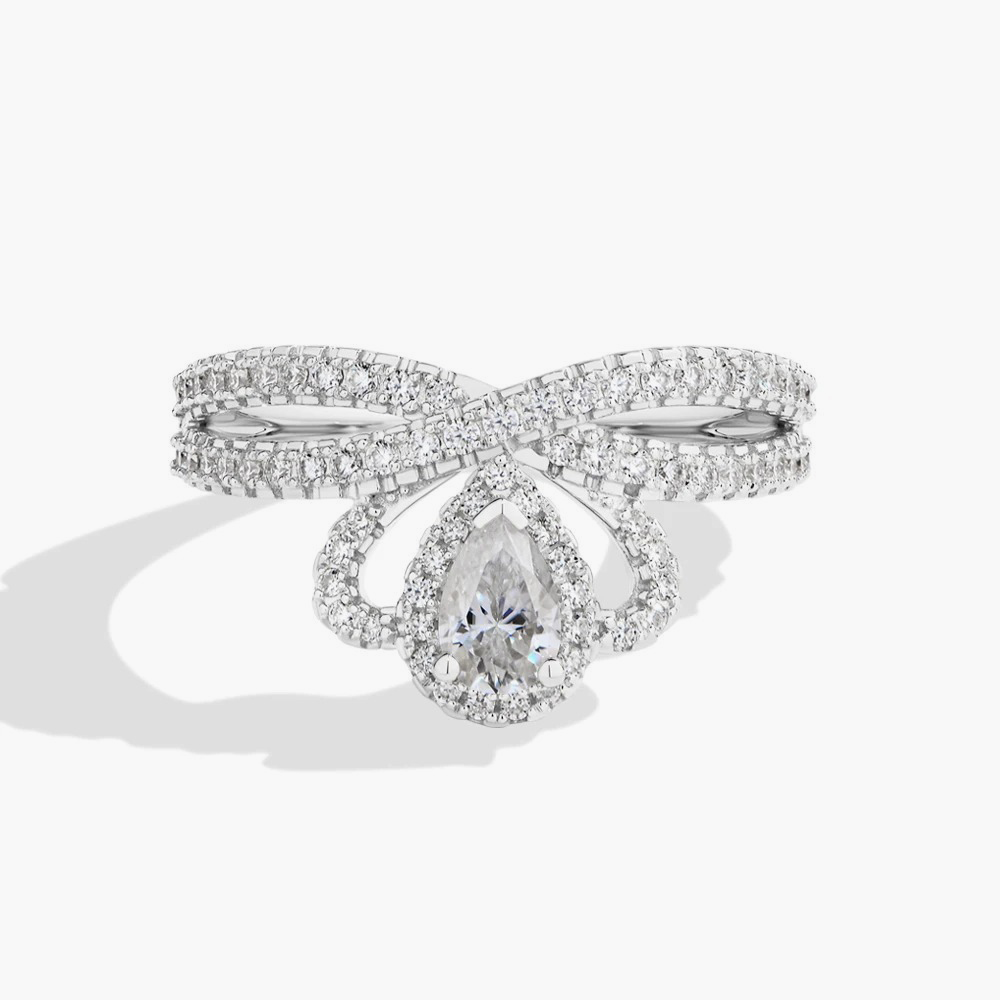 925 sterling silver waterdrop crown moissanite rings