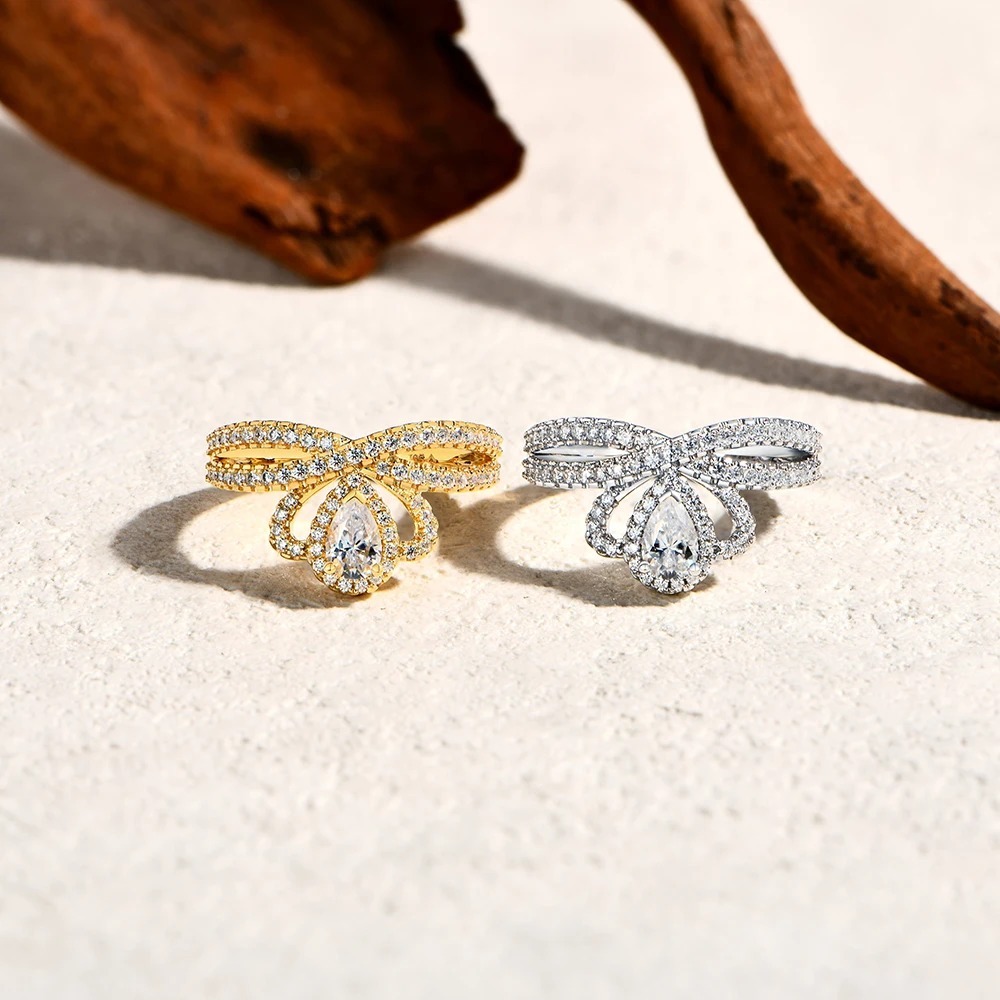 925 sterling silver waterdrop crown moissanite rings