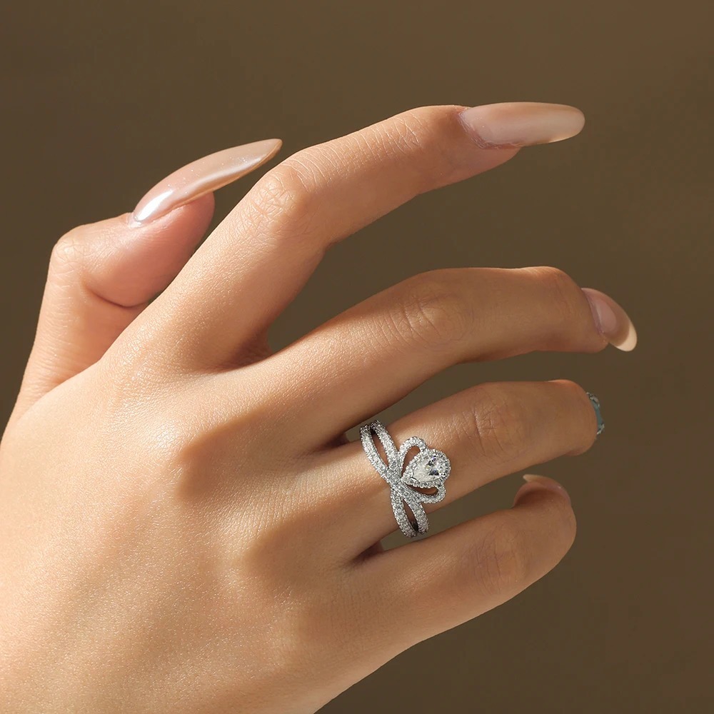 925 sterling silver waterdrop crown moissanite rings