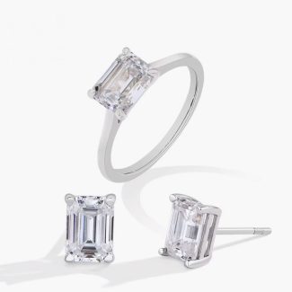 emerald cut moissanite jewelry set
