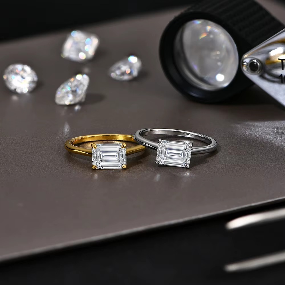 emerald cut moissanite jewelry set