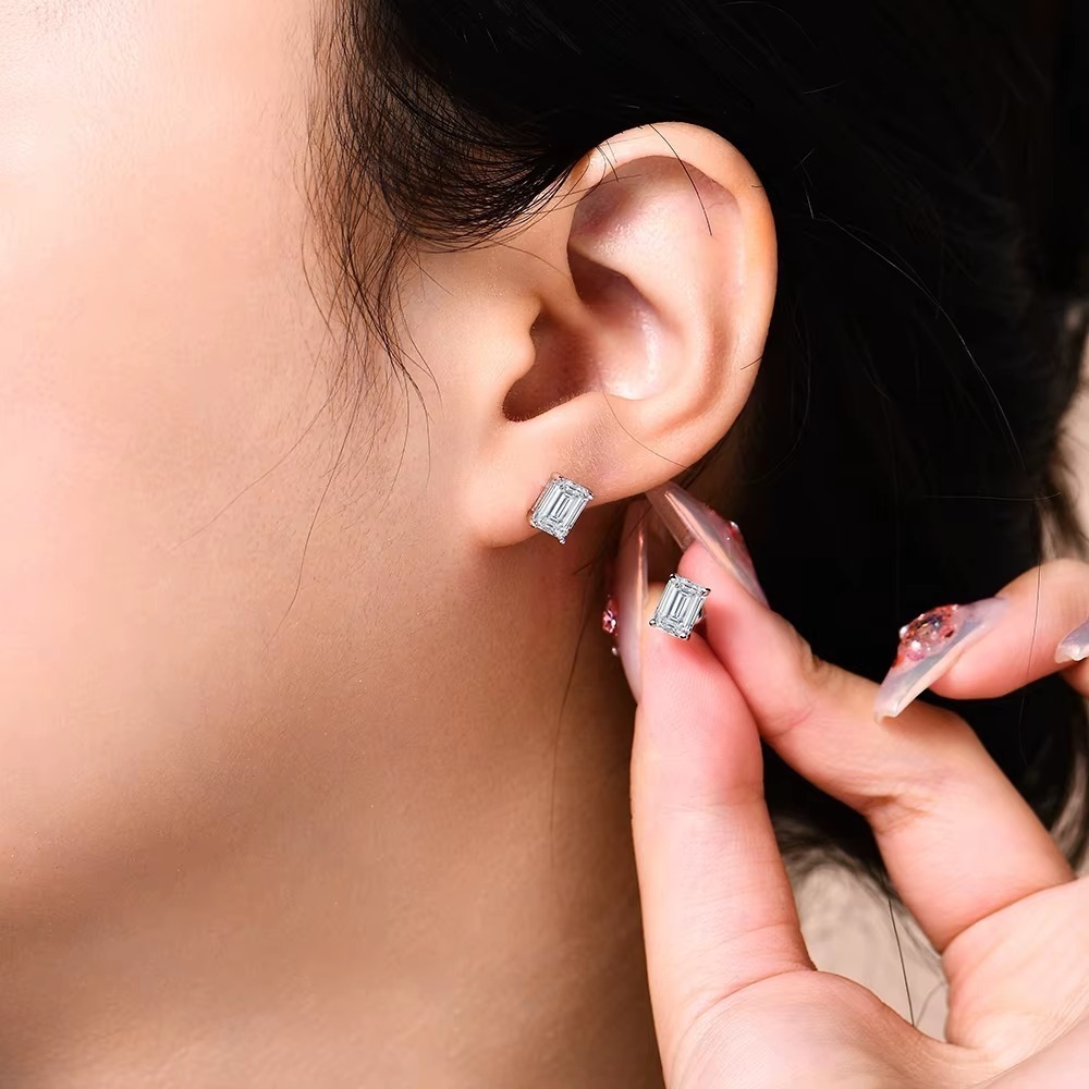 emerald cut moissanite jewelry set