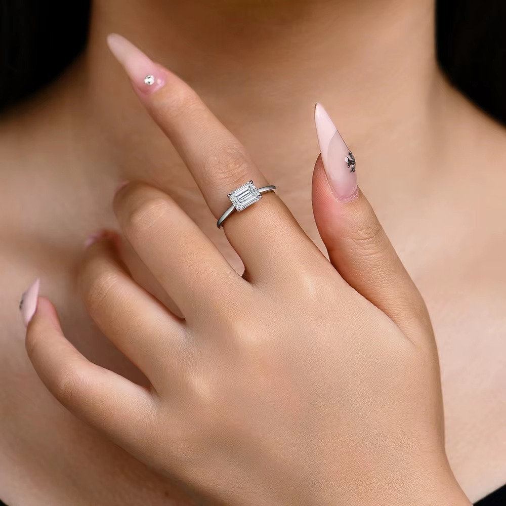 emerald cut moissanite jewelry set