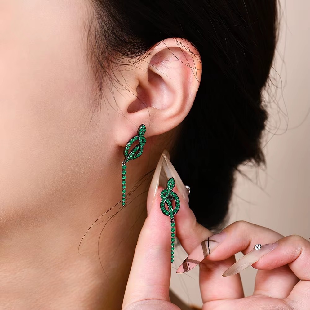 green nano gemstone snake earrings
