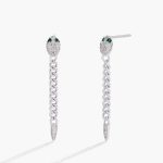 original green eyes snake drop earrings