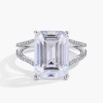 10.0ct emerald cut moissanite ring