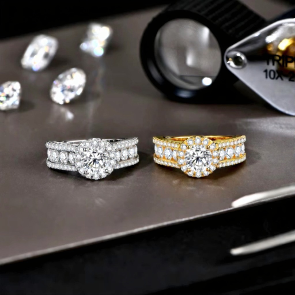 round cut 1.0ct moissanite ring