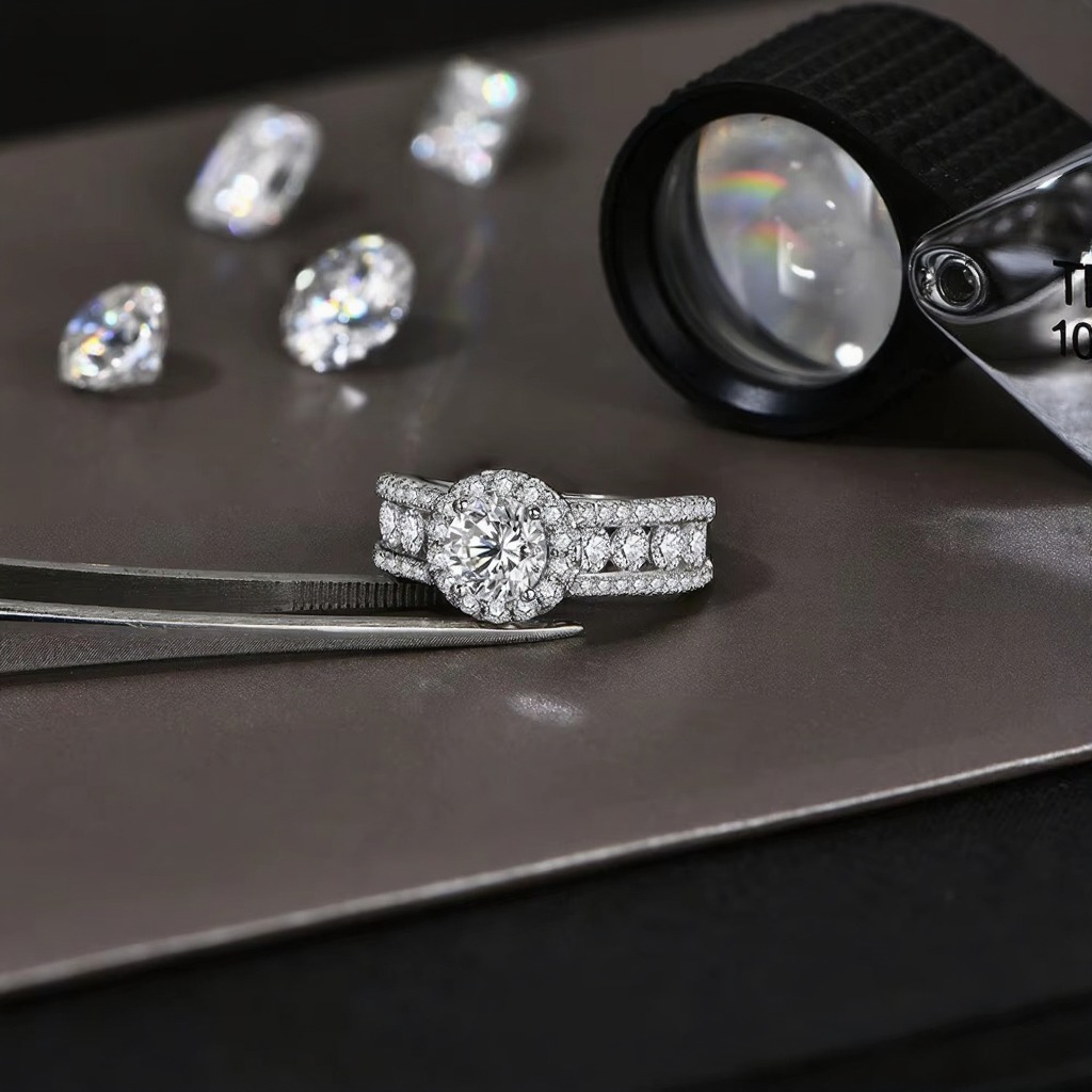 round cut 1.0ct moissanite ring