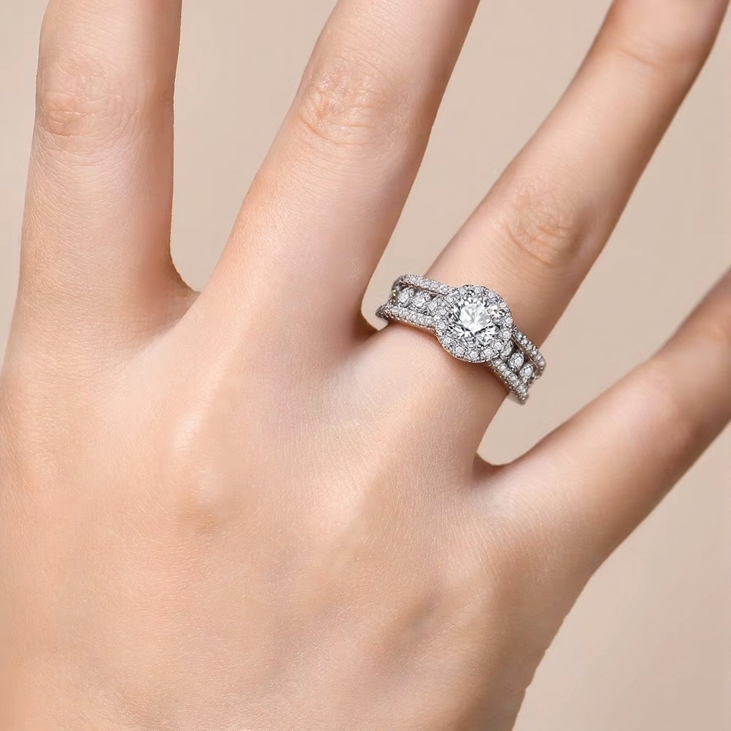 round cut 1.0ct moissanite ring