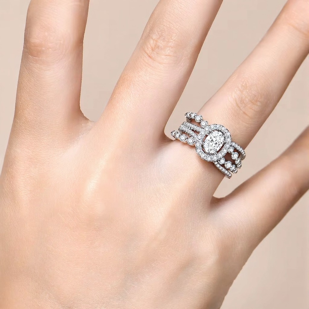 oval cut 1.0ct moissanite rings