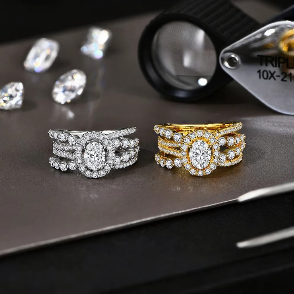 oval cut 1.0ct moissanite rings