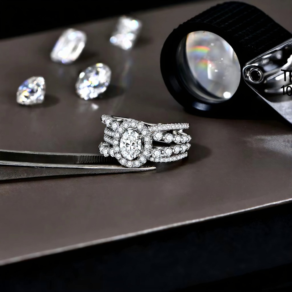 oval cut 1.0ct moissanite rings