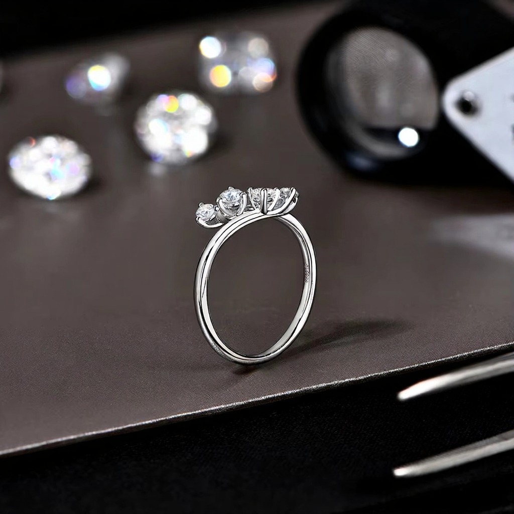 moissanite rings silver twining wedding band